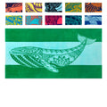 Nova Blue Whale Beach Towel – 100% Cotton Oversized Striped Pool Towel