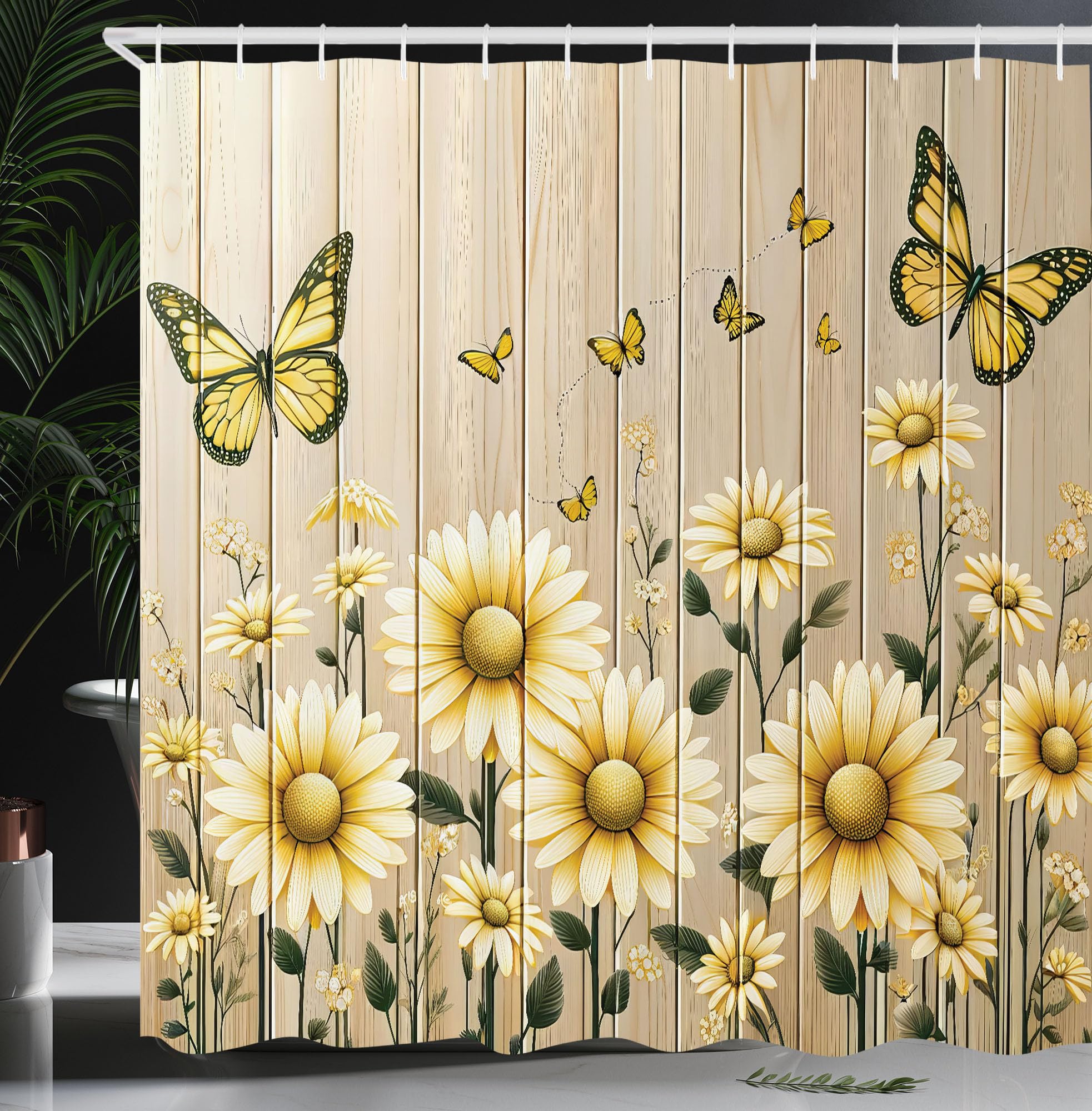 Abakuhaus Sunflower Shower Curtain | Rustic Fabric Bathroom Decor, 175x200cm