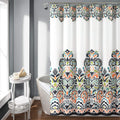 Lush Decor Clara Shower Curtain – Navy & Tangerine Boho Paisley Fabric