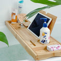 Deep Calm Bamboo Bath Caddy – Extendable & Foldable Bathtub Tray