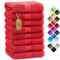 NatureMark Cotton Hand Towels - Pack of 8 - Red - 500 g/m² - 50x100 cm