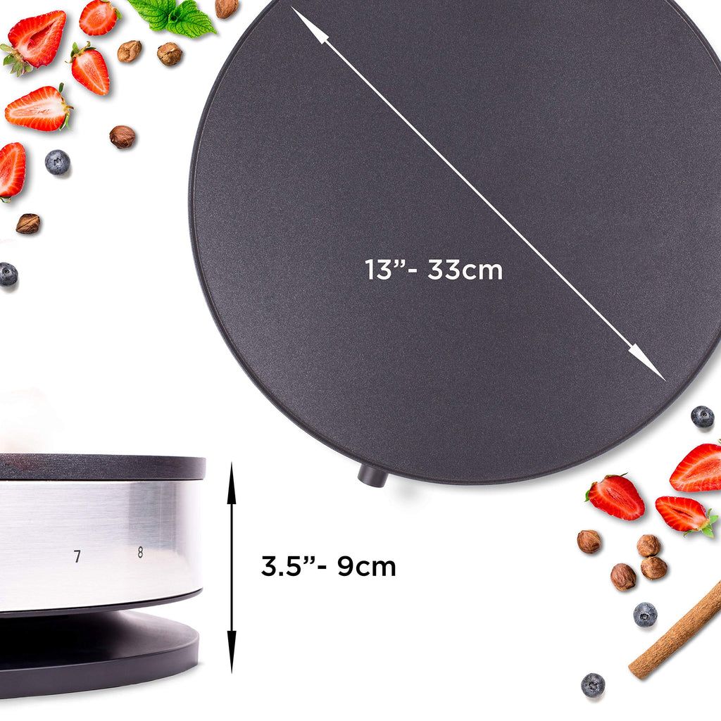 Duronic PM131 Electric Crepe Maker – 1300W Non-Stick Pancake Griddle, 33cm