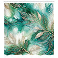 Abakuhaus Greenery Marble Fabric Shower Curtain | Waterproof Teal Decor