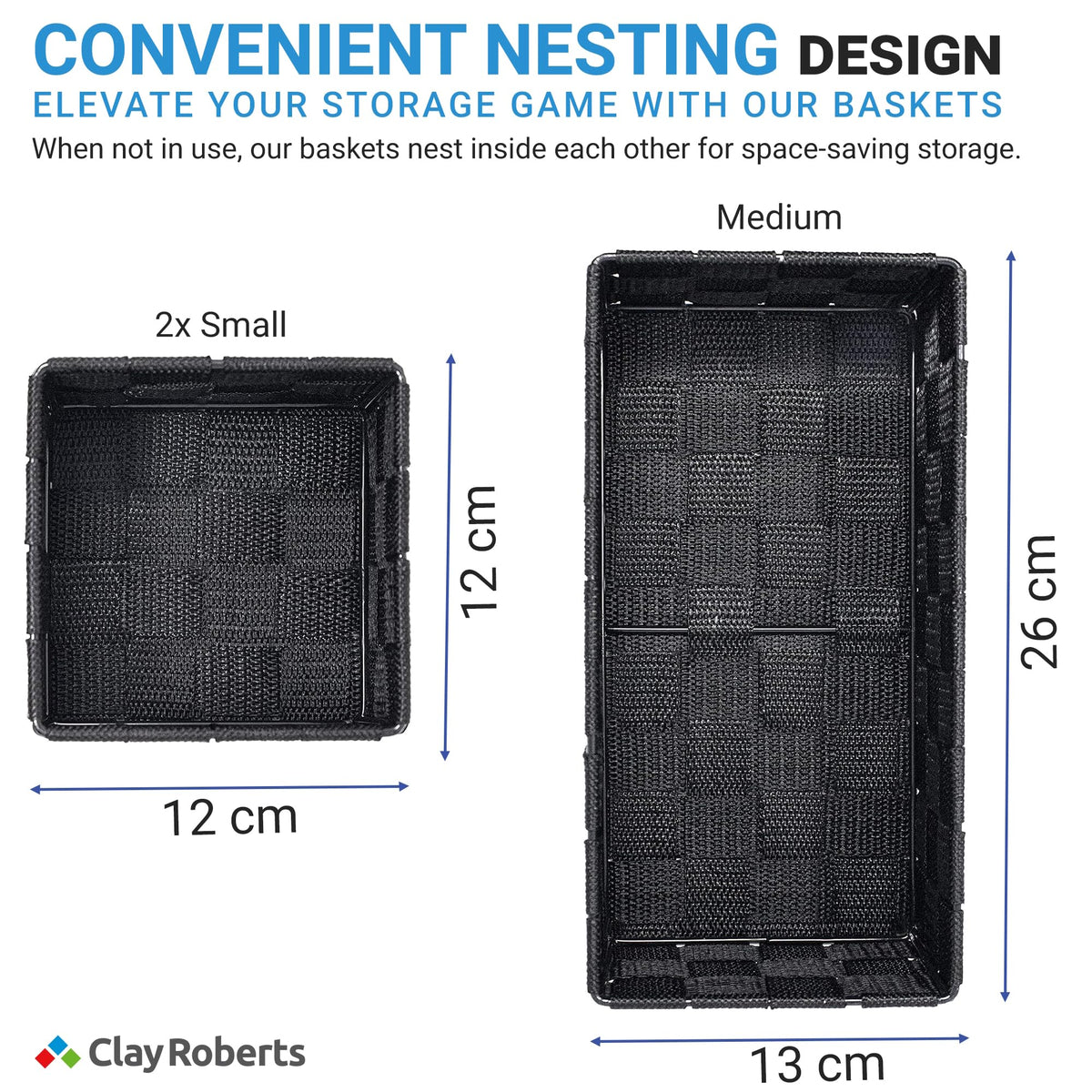 Storage Baskets, 3 Pack, Grey, Storage Baskets Sets, Woven Boxes for Home, Kitchens, Offices, Cupboards, Bathrooms, Shelves, Boxes - image 5