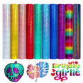 VINYL FROG Holographic Glitter Permanent Vinyl Bundle - 10 Pack, 12x12"