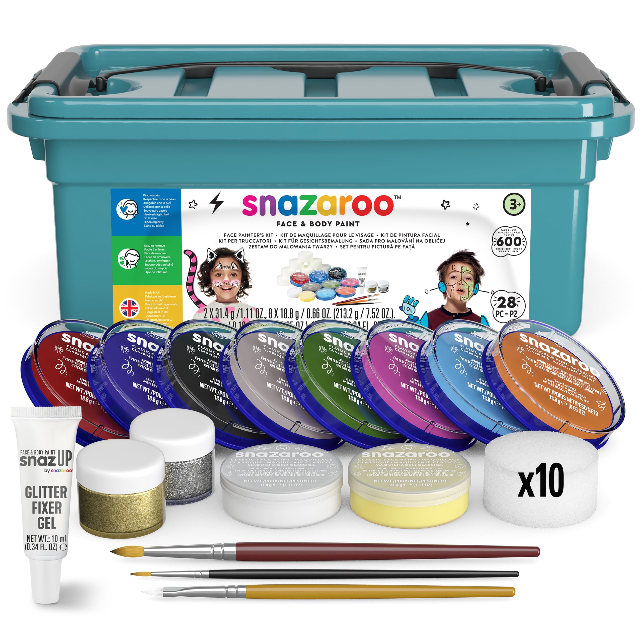Snazaroo Halloween Face Painting Kit - 28 Piece Washable Makeup Set