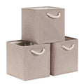 Mangata 33x33x33cm Cube Storage Boxes 3Pcs Light Khaki Foldable Baskets
