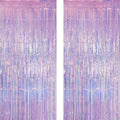 GREATRIL Iridescent Purple Foil Fringe Curtain - Holographic Party Backdrop