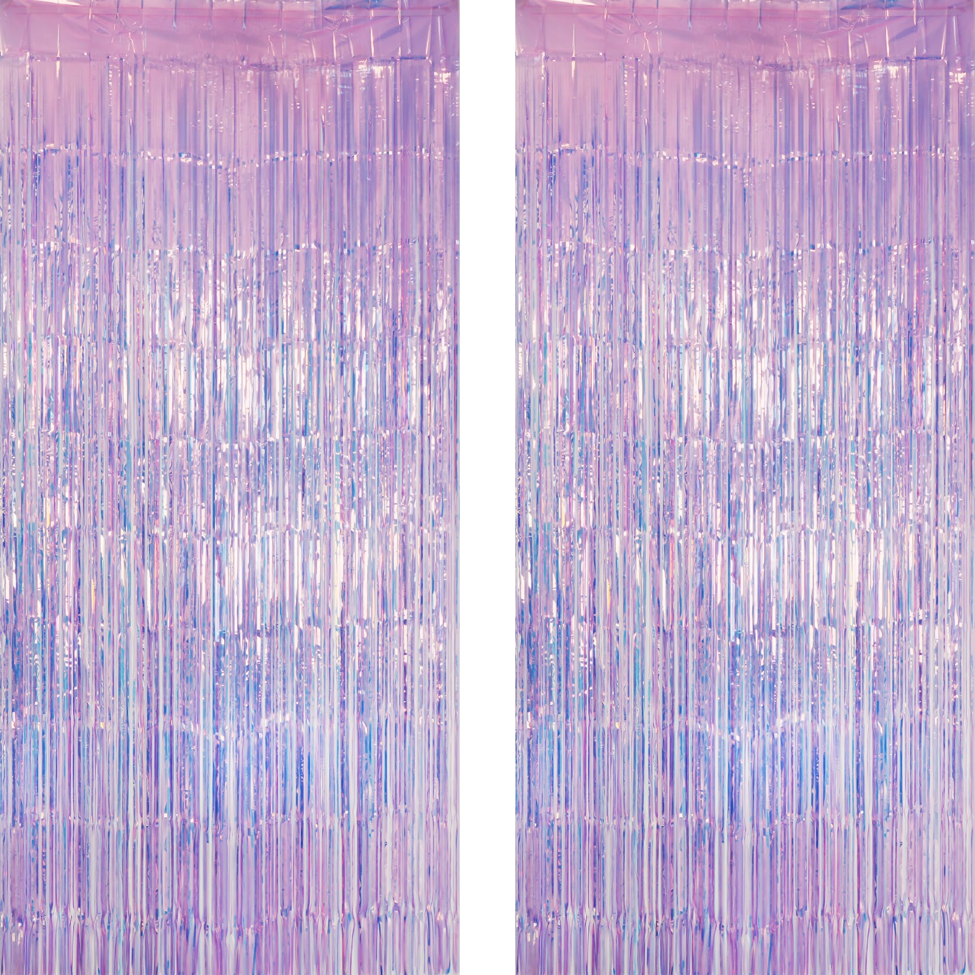 GREATRIL Iridescent Purple Foil Fringe Curtain - Holographic Party Backdrop