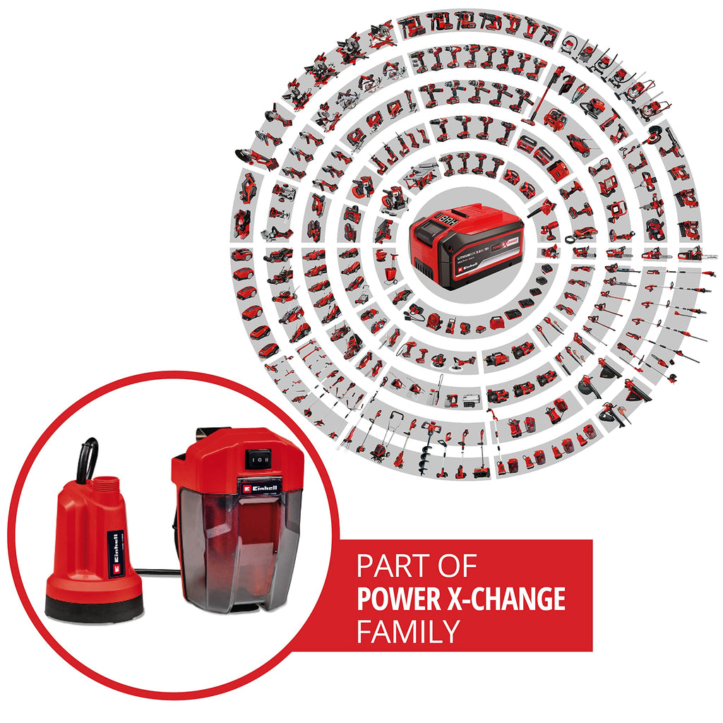 Einhell 18V Cordless Submersible Water Pump | 1mm Flat Suction | GE-SP 18
