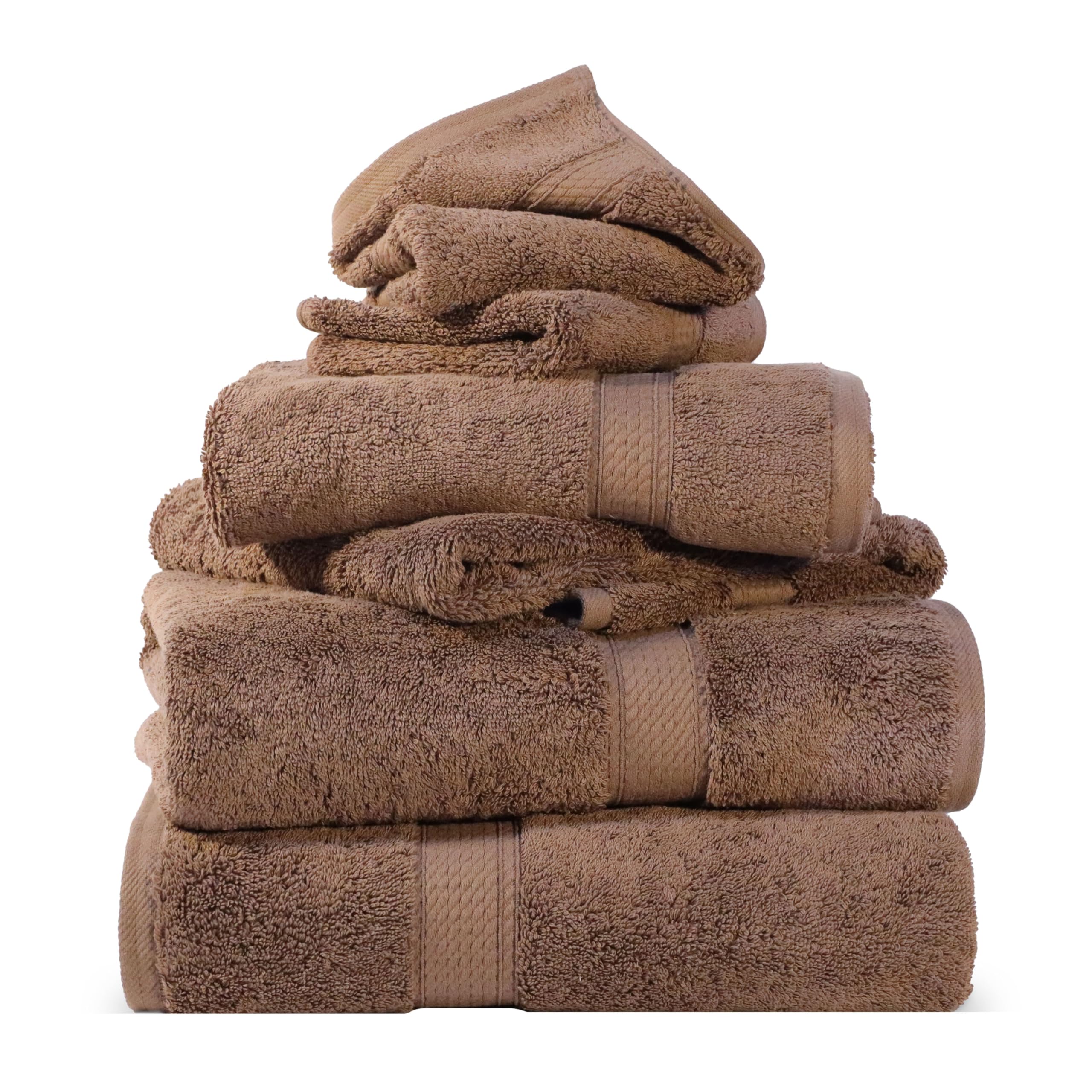 Superior 900 GSM Long-Staple Combed Cotton 6-Piece Towel Set – Chocolate