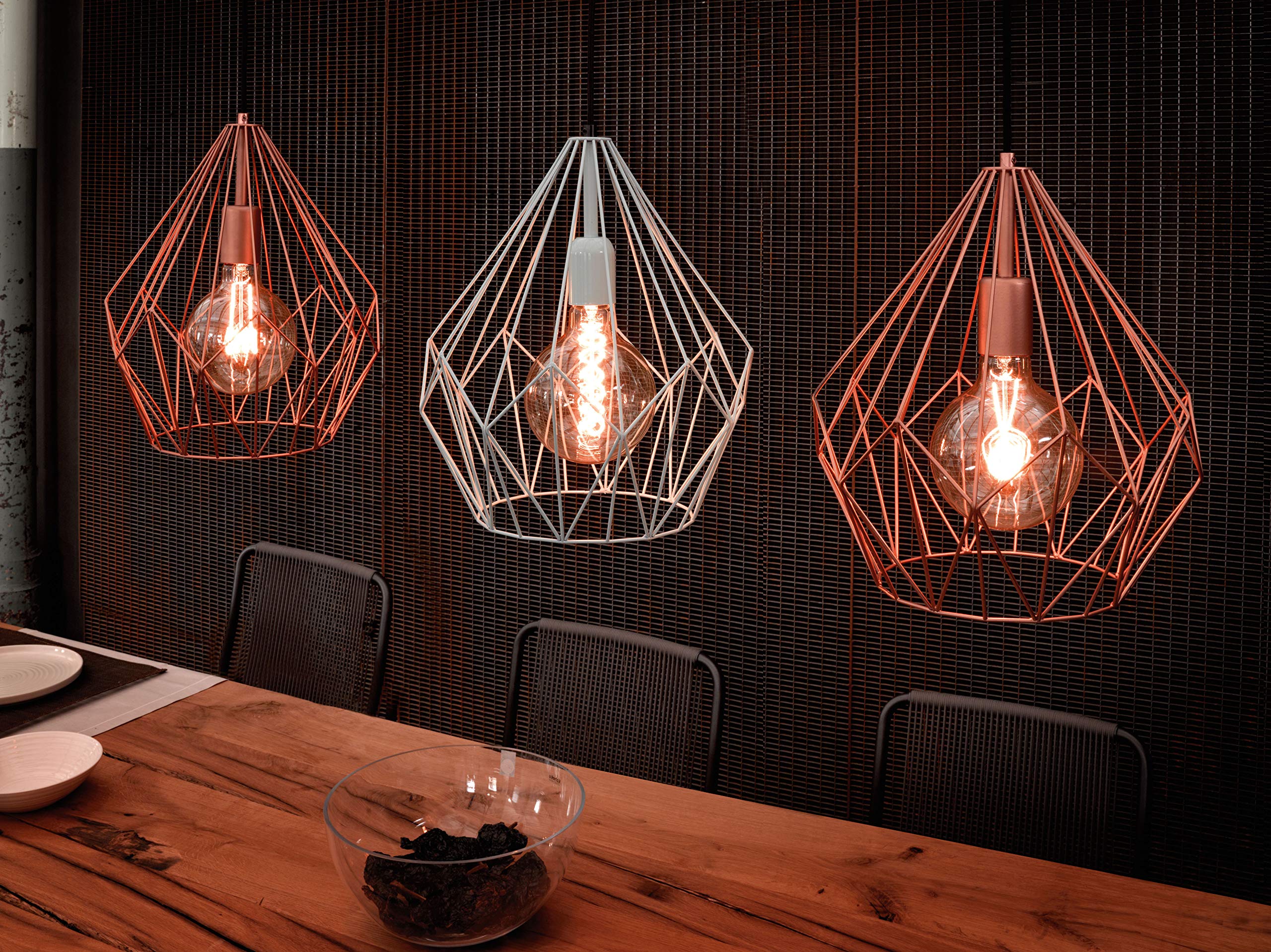 Eglo Carlton 1 Vintage Pendant Lamp | Mint Steel Wire Mesh Ceiling Light