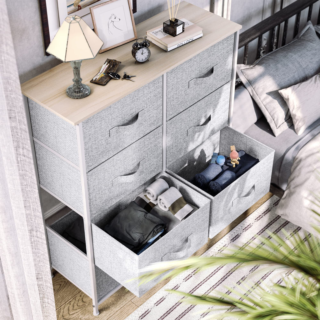 YITAHOME 8-Drawer Fabric Dresser | Chest of Drawers with Wood Top