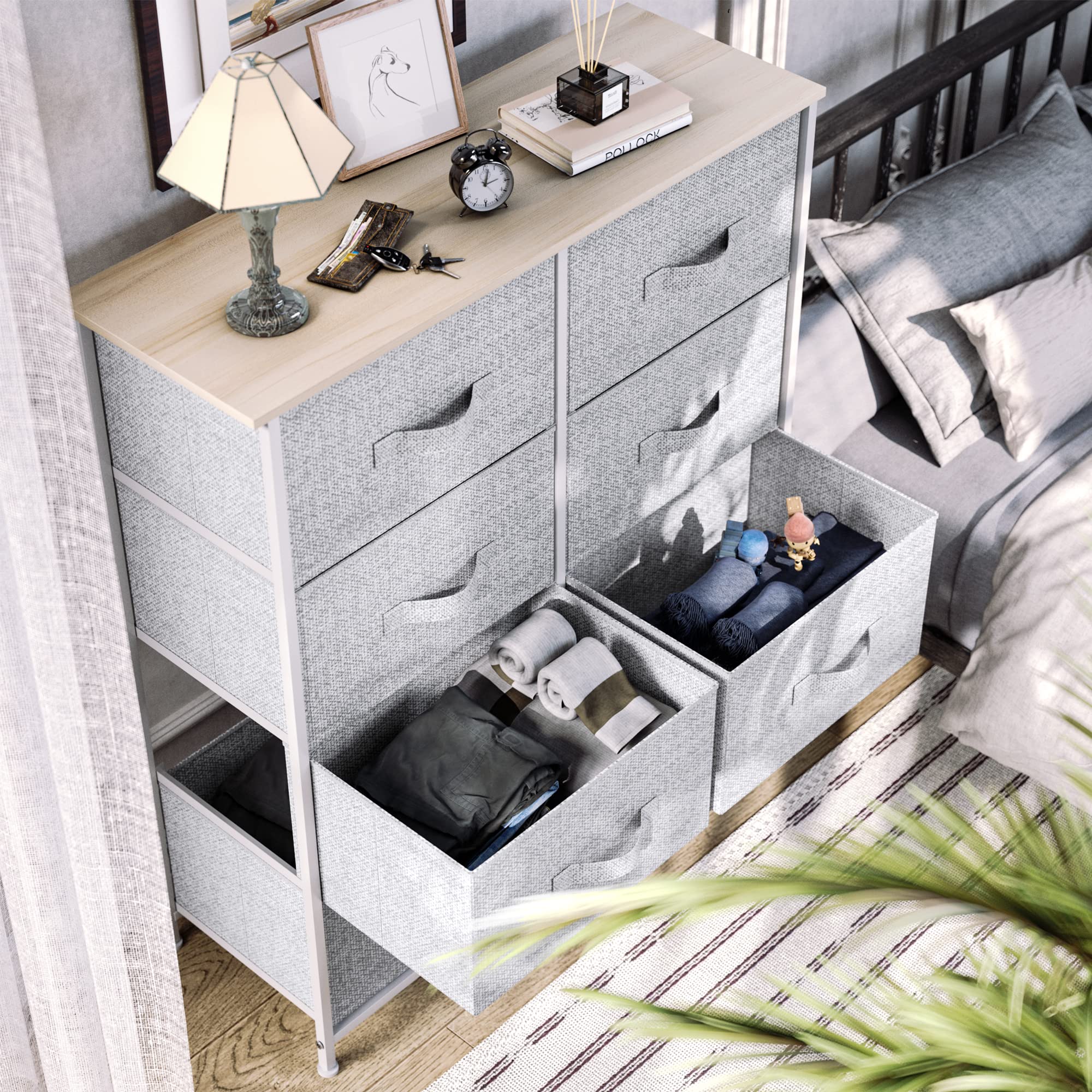 YITAHOME 8-Drawer Fabric Dresser | Chest of Drawers with Wood Top