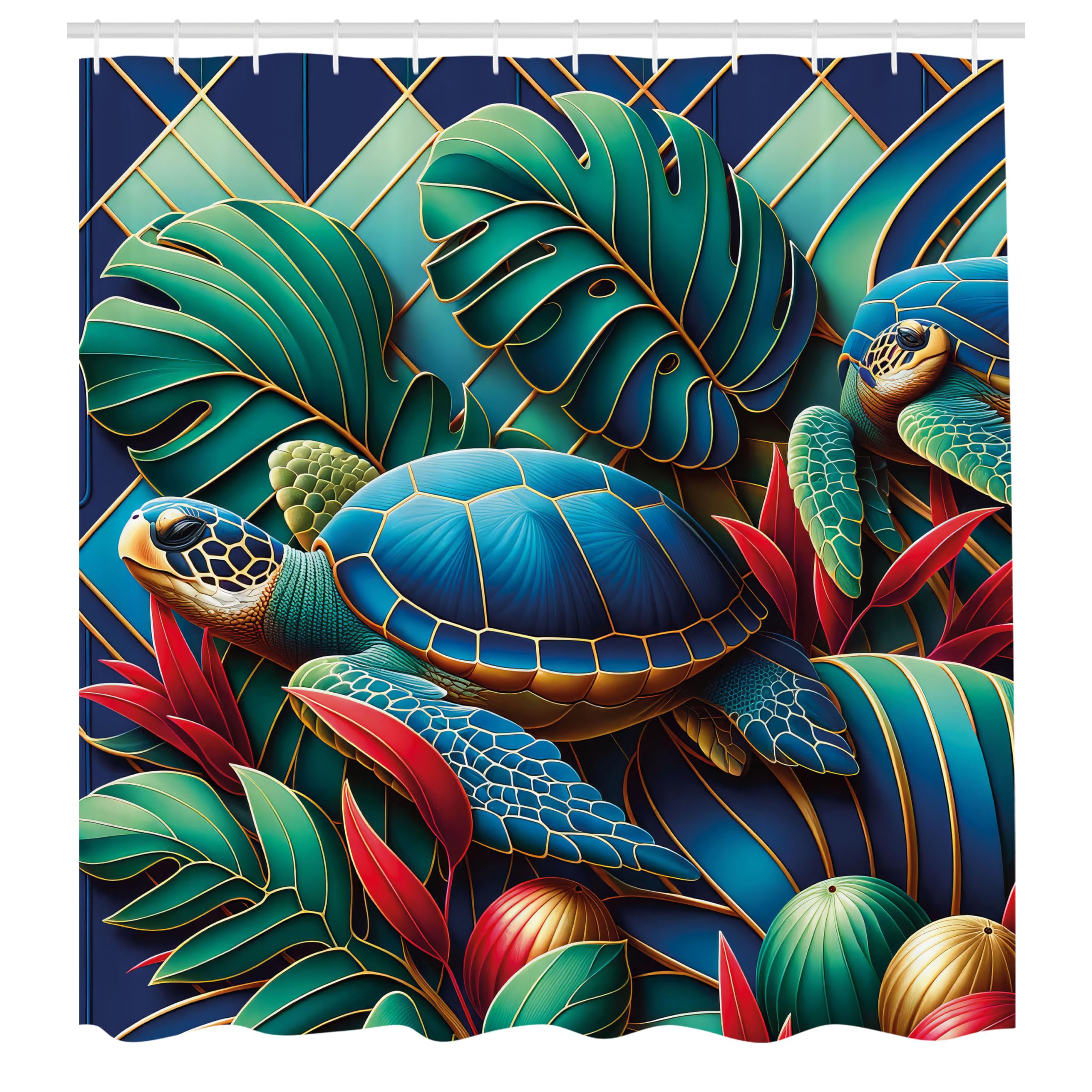 Abakuhaus Turtle Shower Curtain | Exotic Deep Sea Fabric Decor | 175x200cm