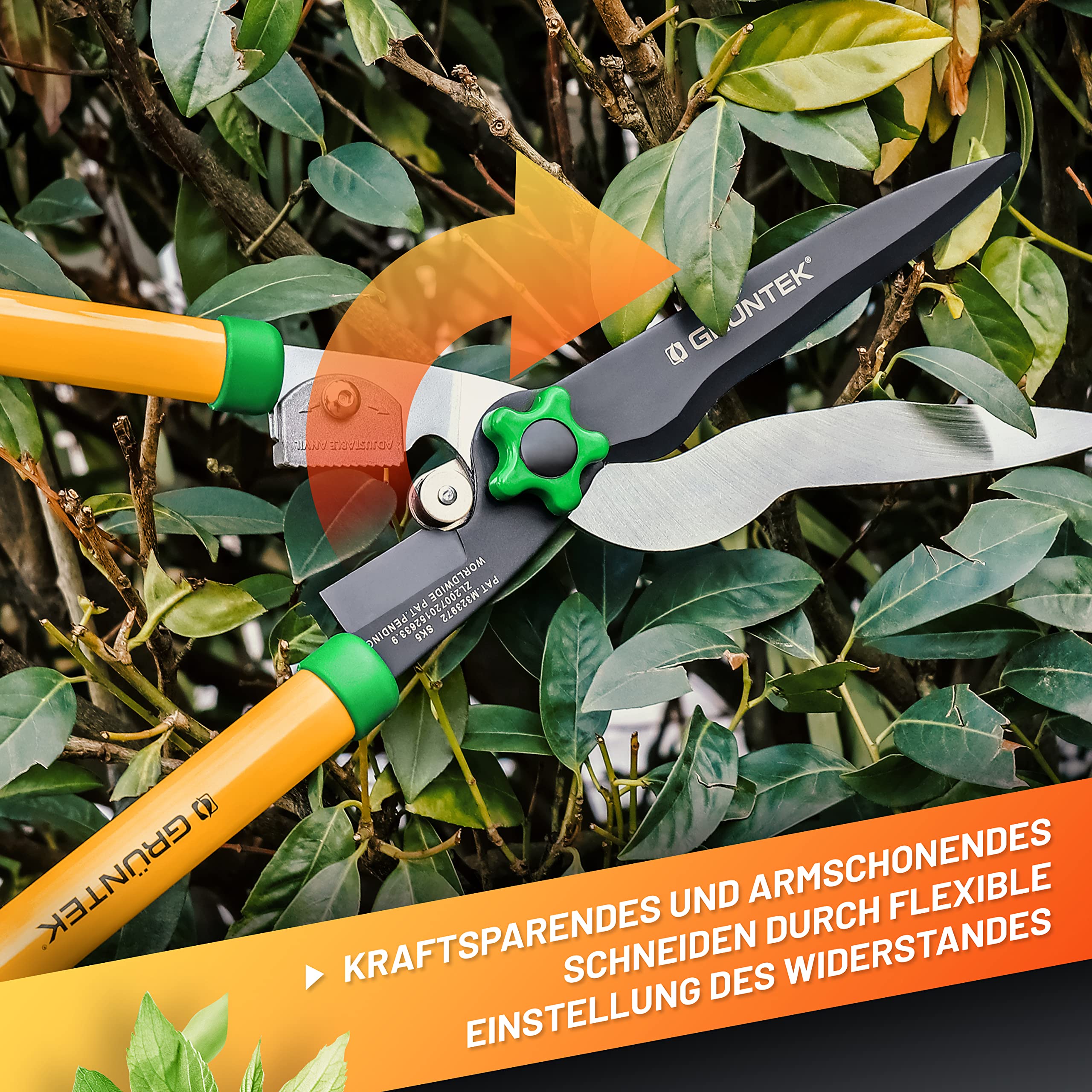 GRÜNTEK MARABU 3-in-1 Hedge Shears & Loppers | Bypass & Anvil SK5 Blades