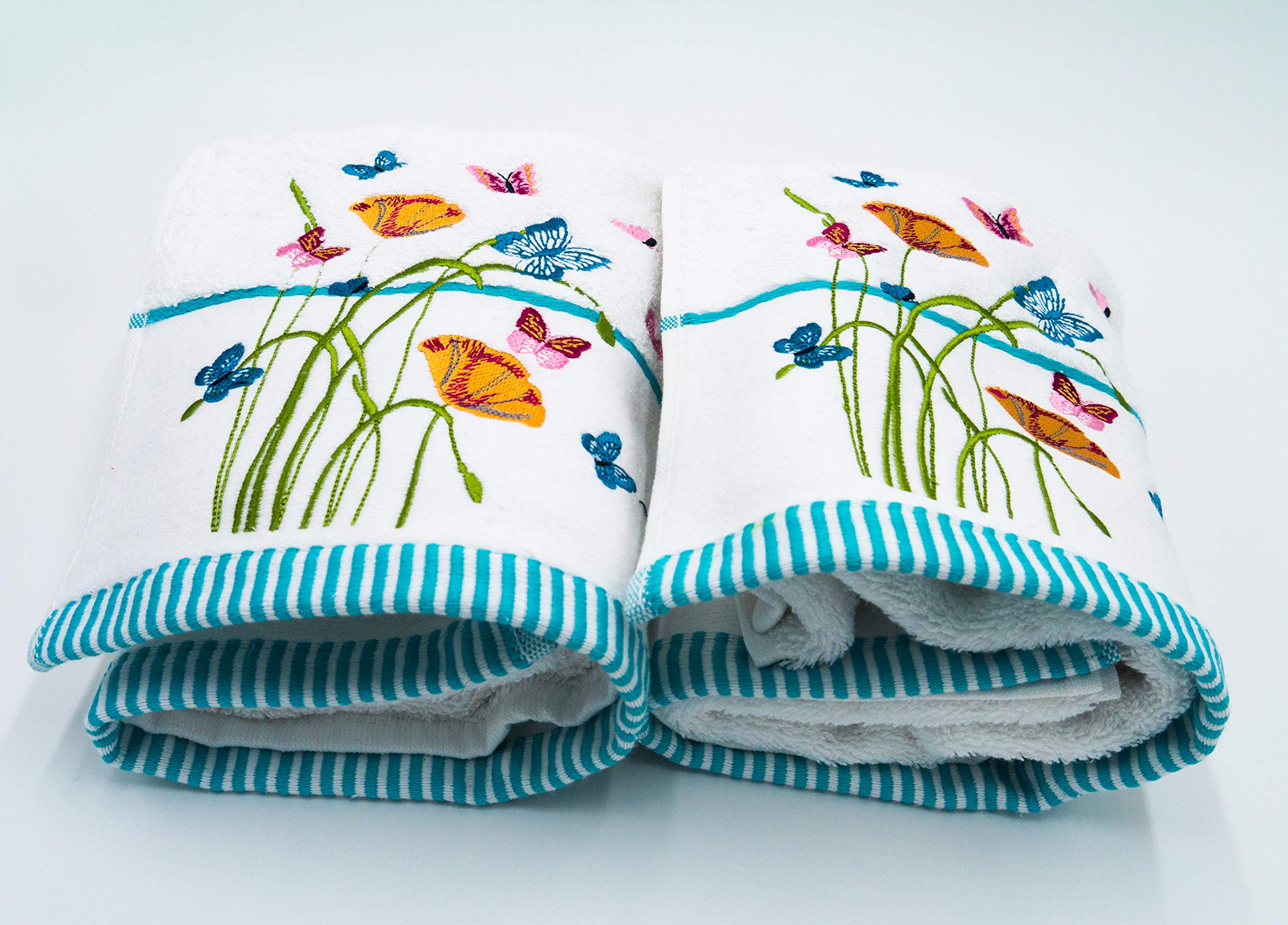 Lex's Linens Floral & Butterfly Turkish Cotton Bath Sheets - Pack of 2