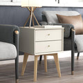 Galano Abby Bedside Table – 2 Drawer Wood Nightstand – Light Grey/Oak