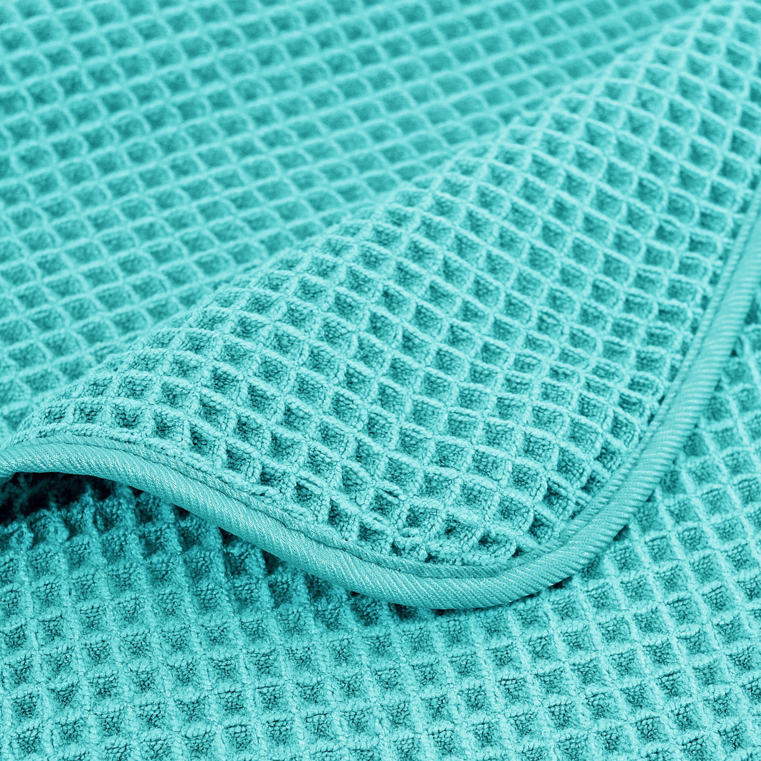 Polyte Microfibre Bath Towels – Quick Dry Waffle Weave, 4 Pack, Aqua