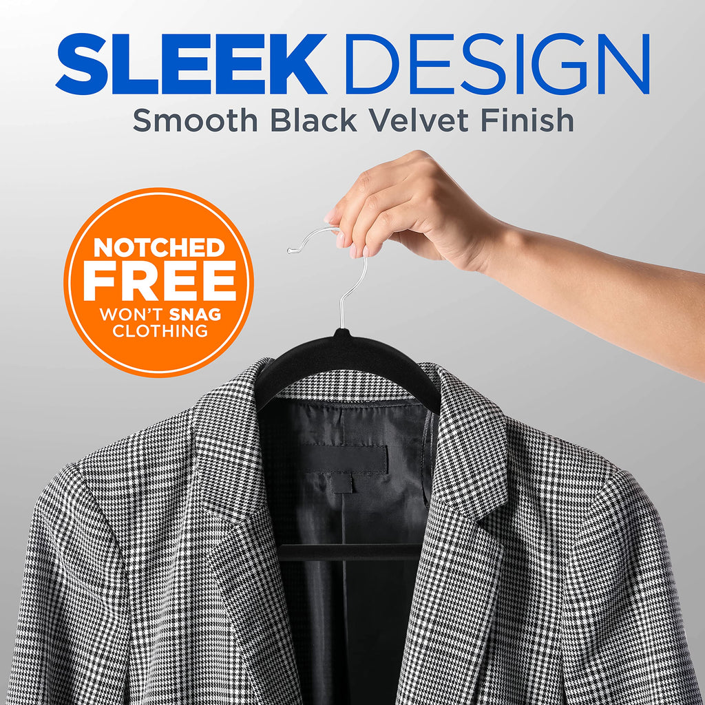 SereneLife Velvet Hangers – 100 Pack Non-Slip Space-Saving Coat Hangers
