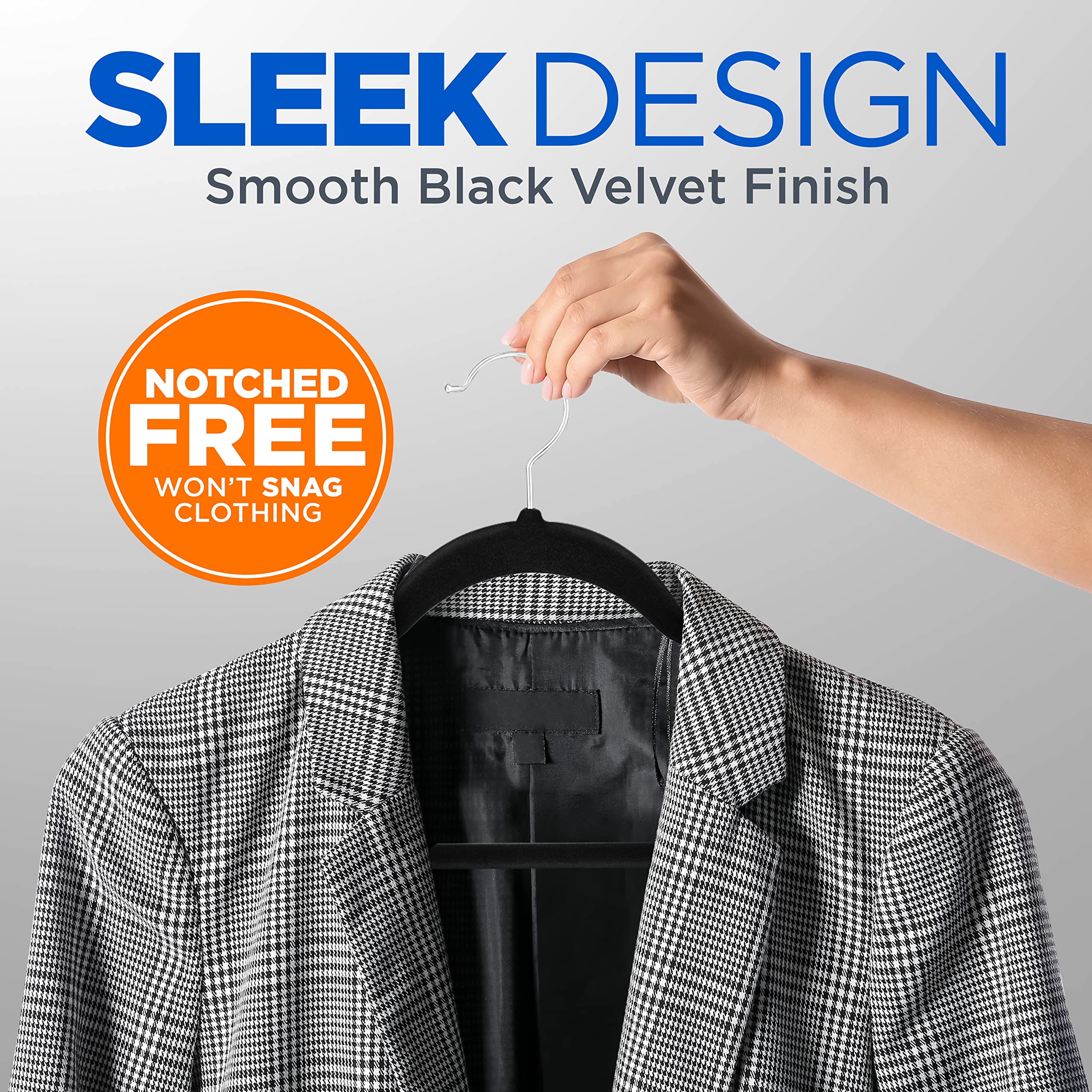 SereneLife Velvet Hangers – 100 Pack Non-Slip Space-Saving Coat Hangers