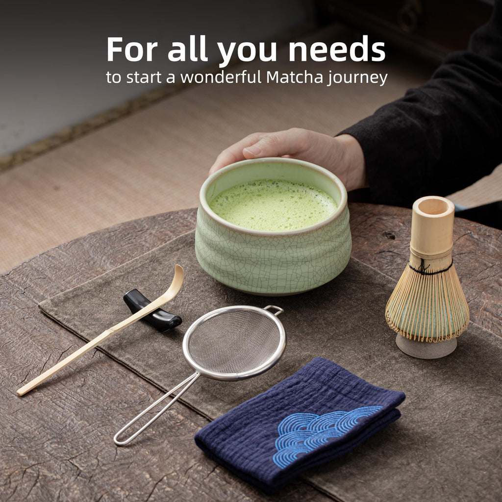 TEANAGOO 7-Piece Matcha Tea Set – Ceramic Bowl and Bamboo Whisk Kit