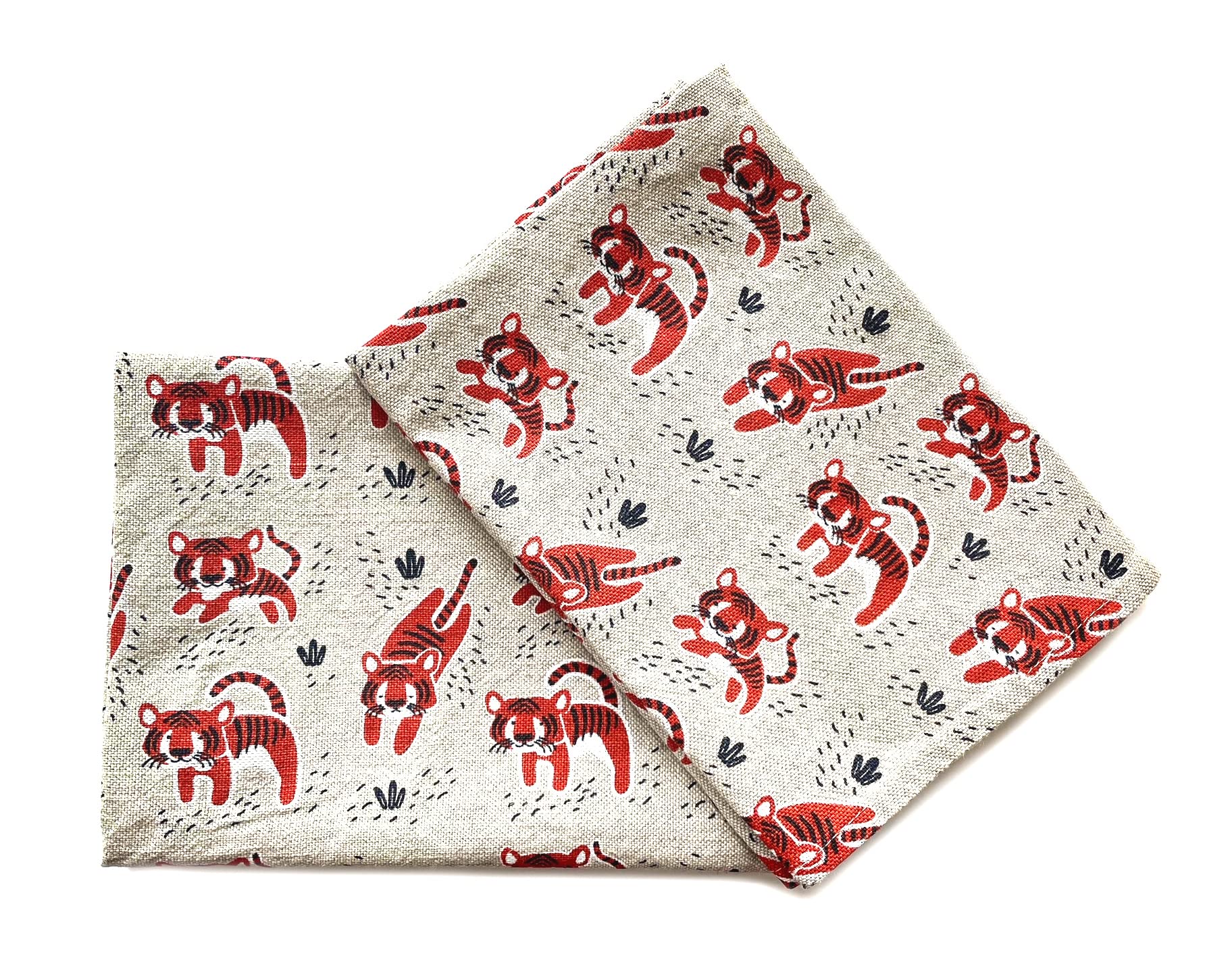 JOWOLLINA Linen Tea Towels - Set of 2 Stonewashed Kitchen Towels (Cosy Tiger)