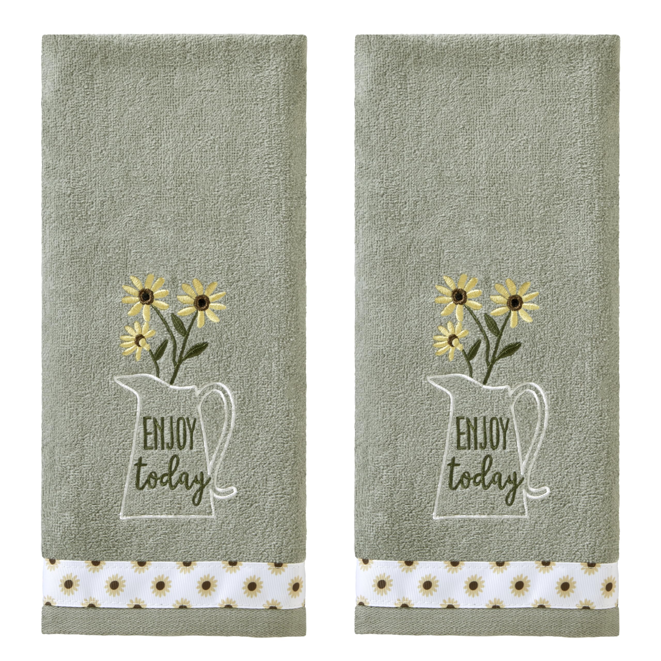 SKL Home Enjoy Today Hand Towel Set | 2-Piece Embroidered Cotton