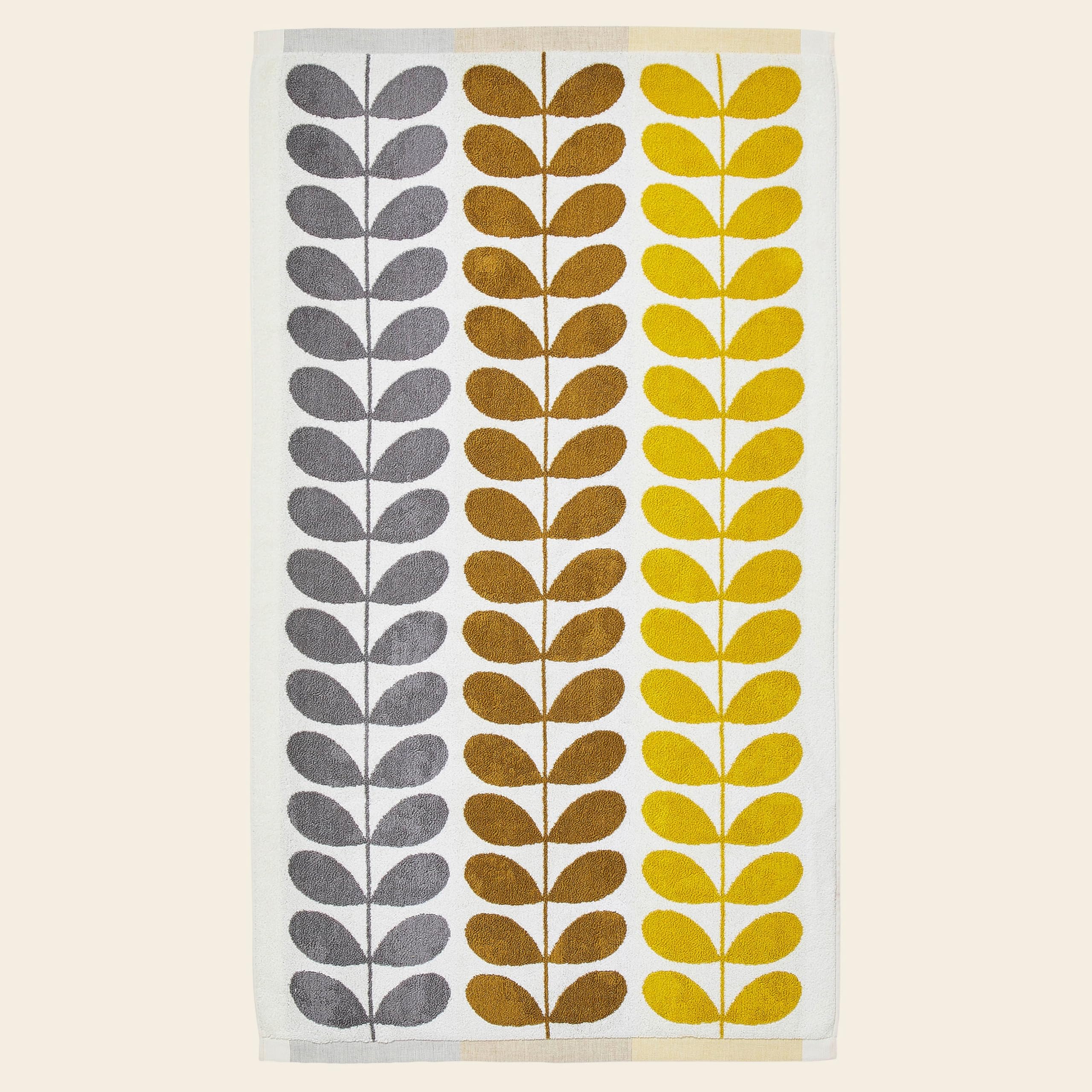 Orla Kiely Trio Stem Dune Bath Towel - Grey Bathroom Linen, 70x125cm