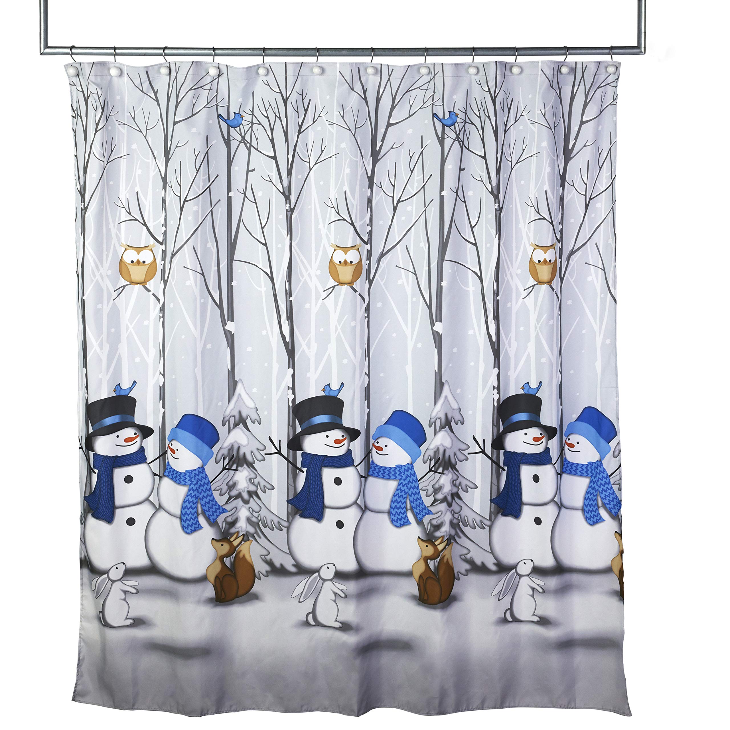 SKL Home Winter Friends Snowman Shower Curtain - Blue Polyester