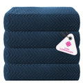 CASA COPENHAGEN 4 Piece Cotton Bath Towel Set | Navy Blue, 550 GSM