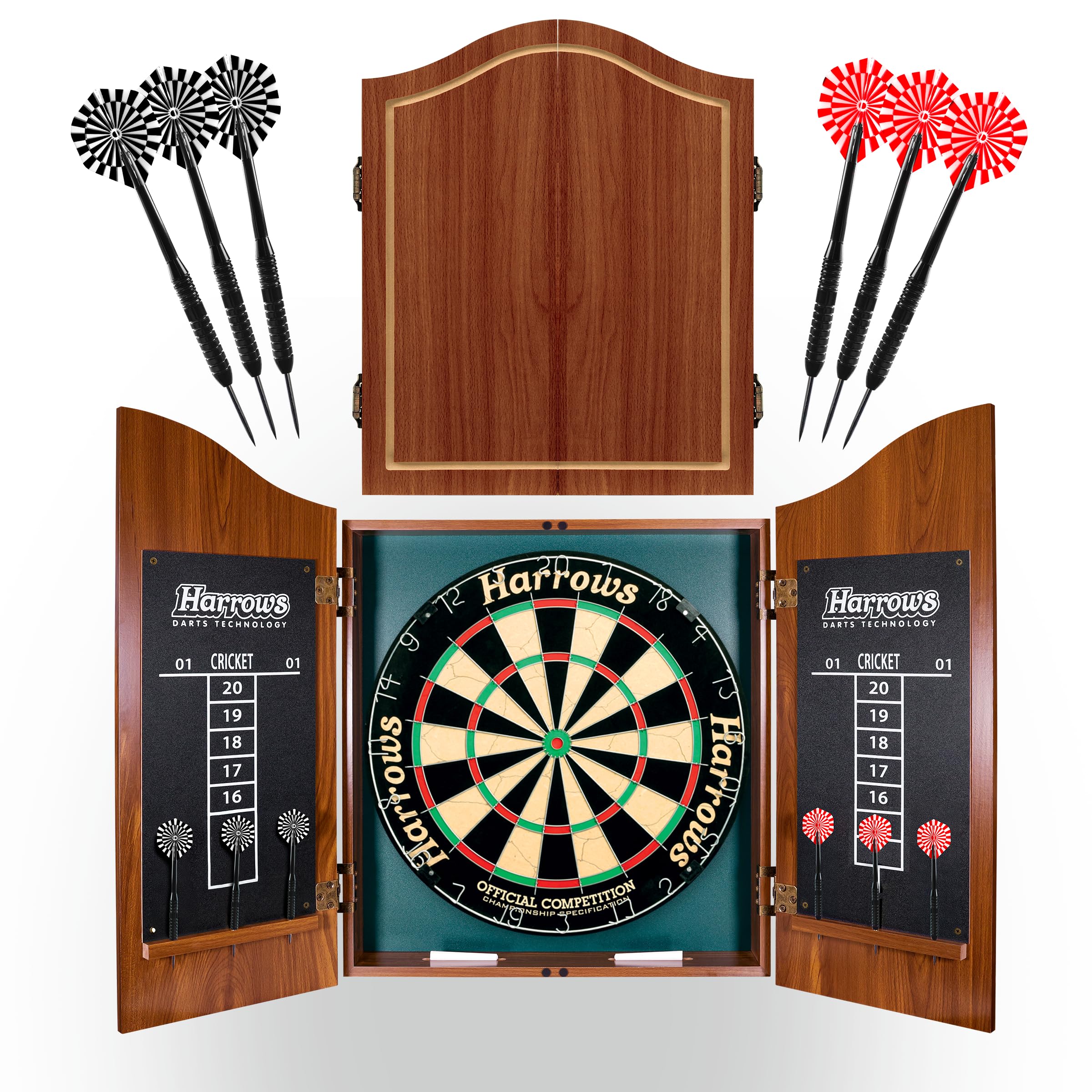 Harrows Pro's Choice Dartboard Set | Rosewood Cabinet with 6 Darts