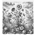 Abakuhaus Fabric Shower Curtain | Grey Sunflower Waterproof Decor | 175x200cm