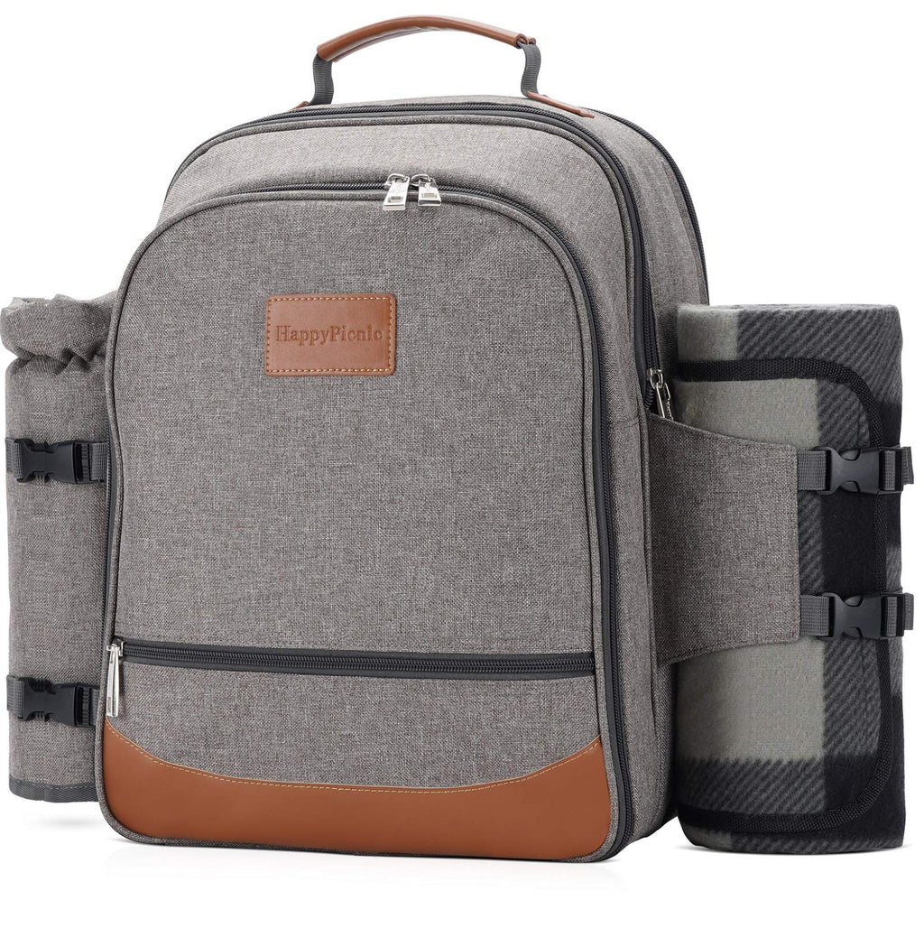 HappyPicnic 4-Person Insulated Picnic Backpack with Waterproof Blanket