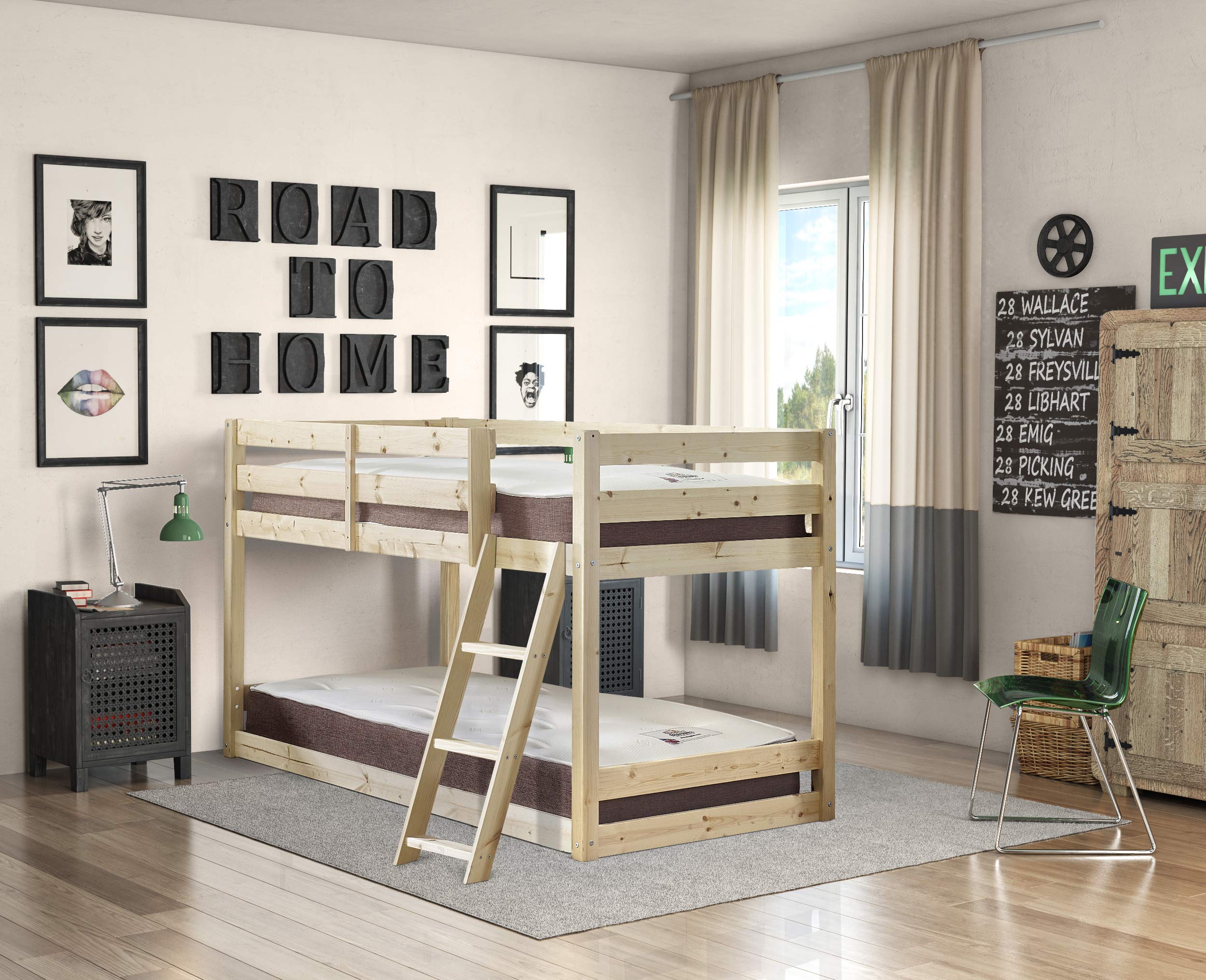 Strictly Beds & Bunks Courtland Solid Pine Heavy Duty Bunk Bed, 2ft 6