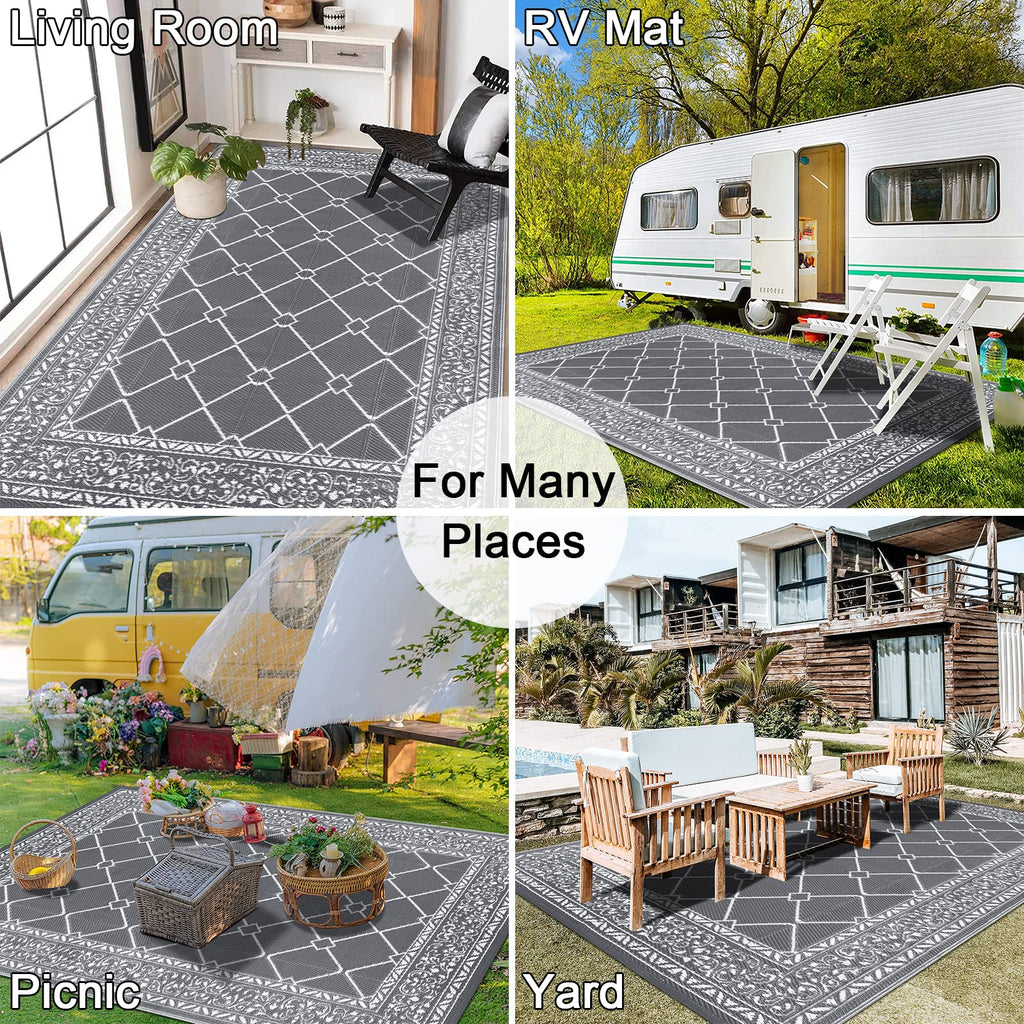 Enyhom Reversible Outdoor Rug – 180x270cm Waterproof Plastic Patio Mat