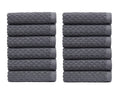 COTTON CRAFT Waffle Weave Wash Cloths - 12 Pack Grey Ringspun Cotton