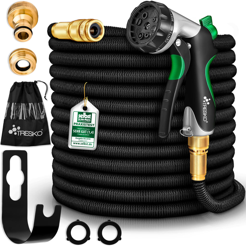 TRESKO Expandable Garden Hose | 8-Pattern Spray Gun & Brass Fittings