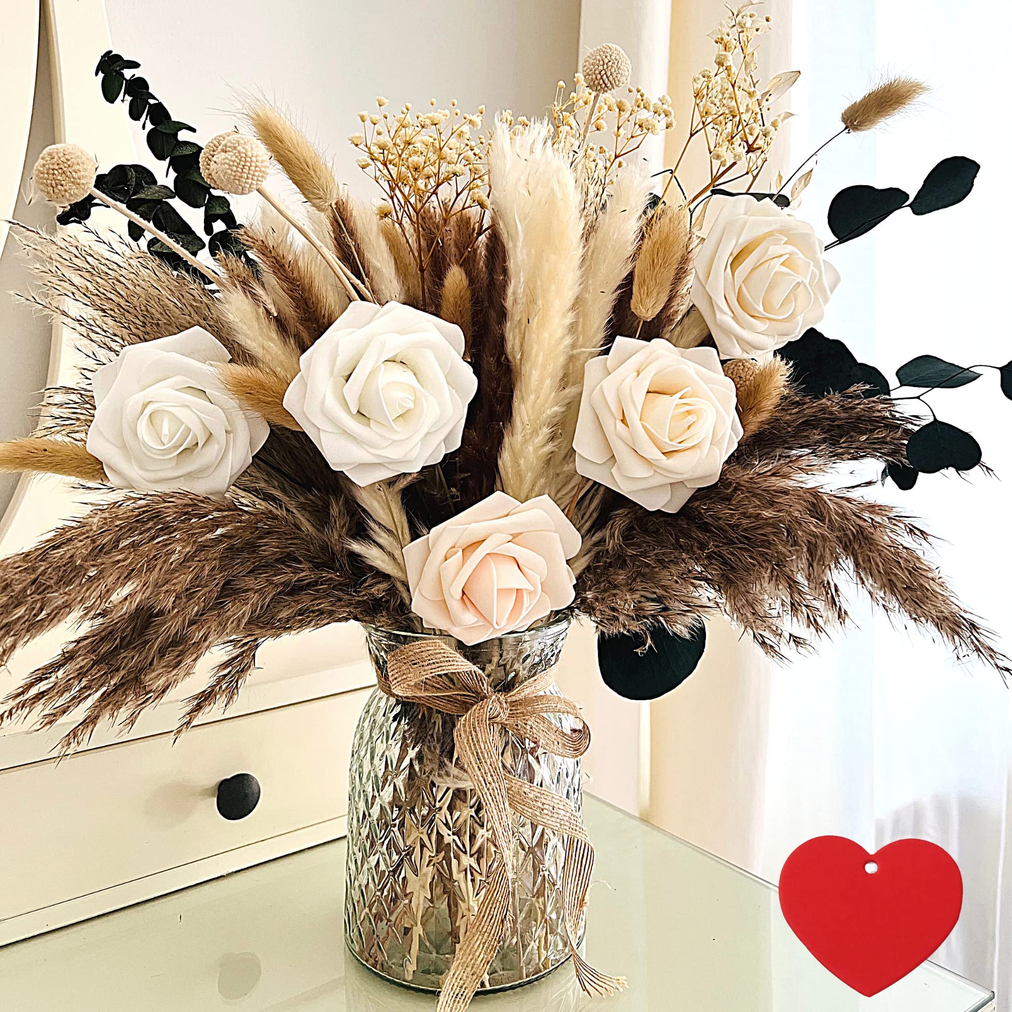 Artificial Flowers in Vase – Boho Pampas Grass Centerpiece