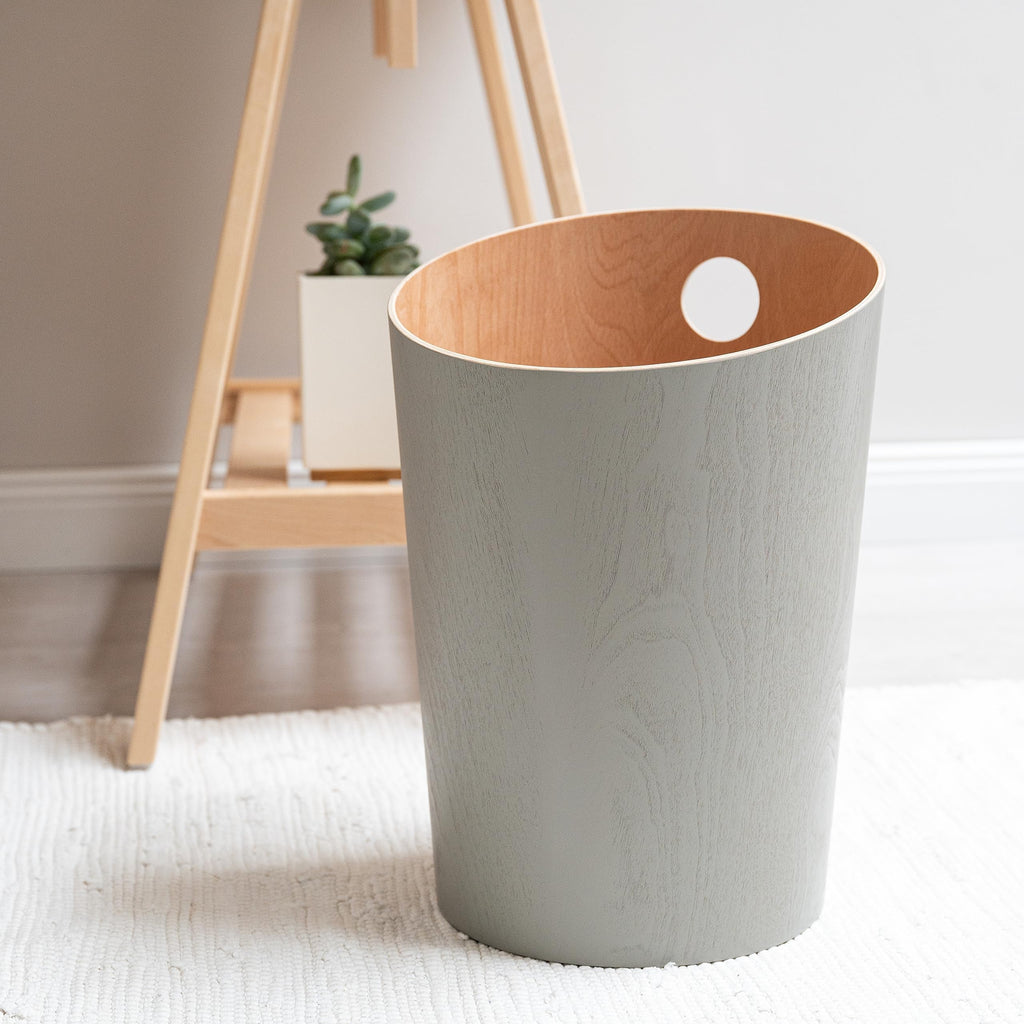 Kazai Bennet Real Wood Veneer Paper Bin – Oak Minimalist Waste Basket