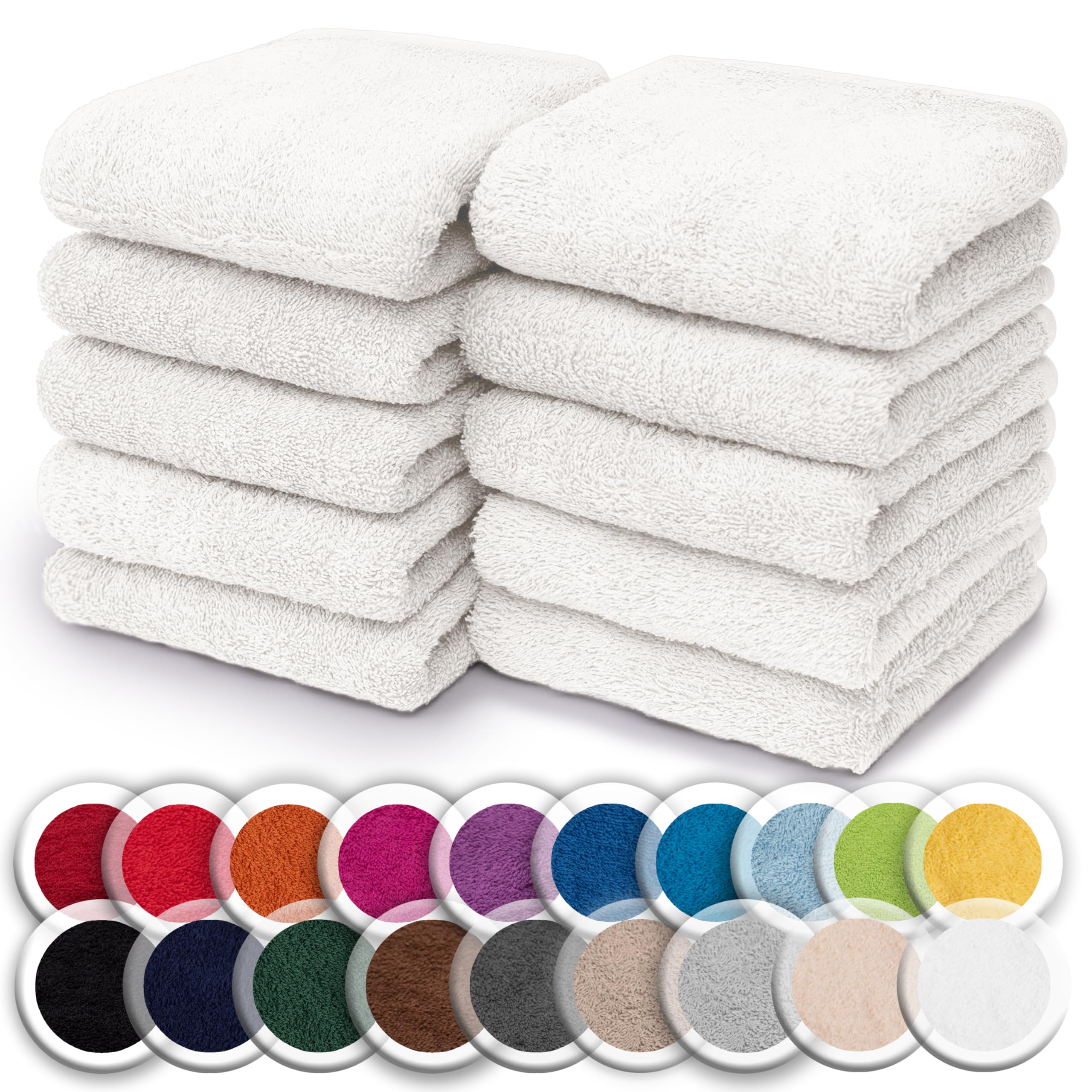 NatureMark 10-Piece Cotton Washcloth Set – Soft 30x30cm Face Towels