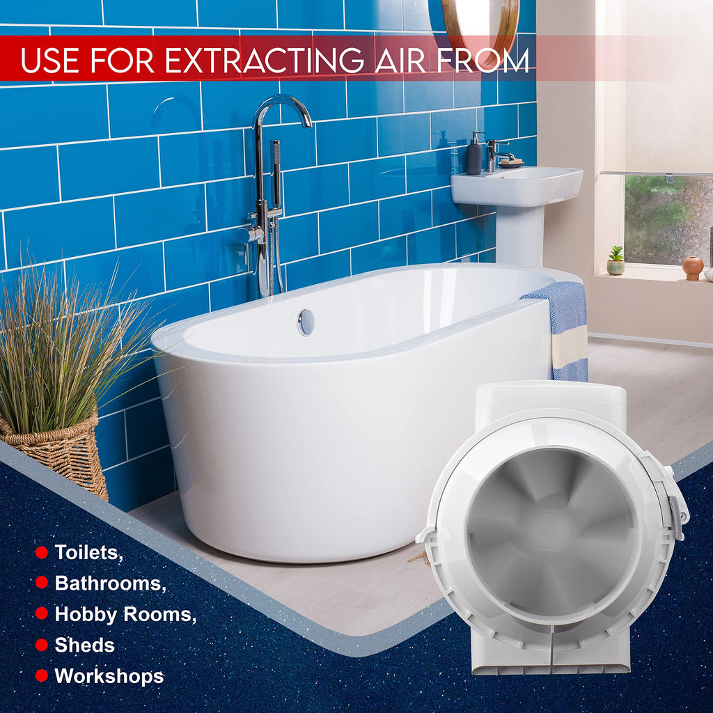Fantronix 4 Inch Inline Duct Fan | Quiet 100mm Hydroponic Extractor