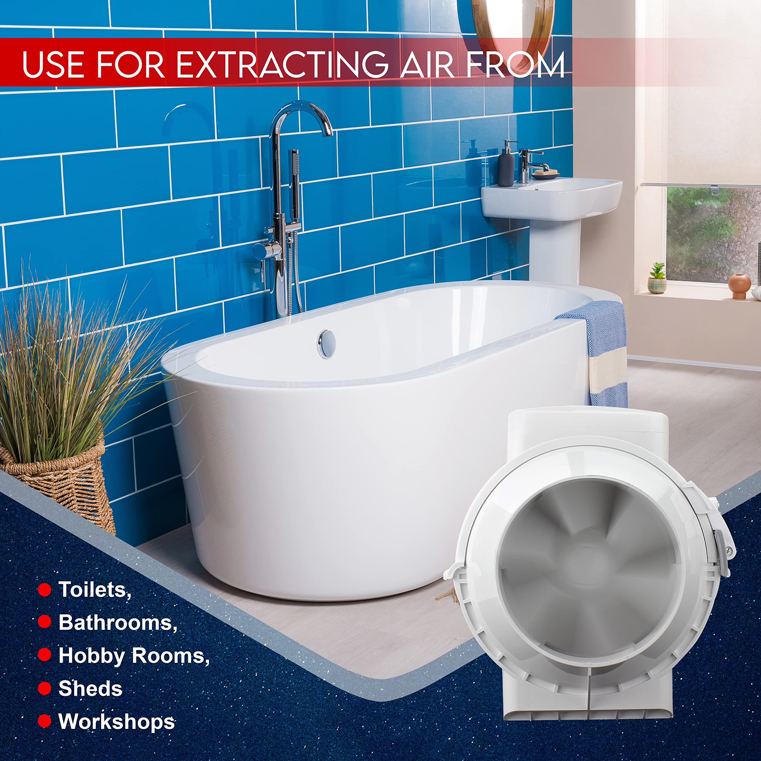 Fantronix 4 Inch Inline Duct Fan | Quiet 100mm Hydroponic Extractor