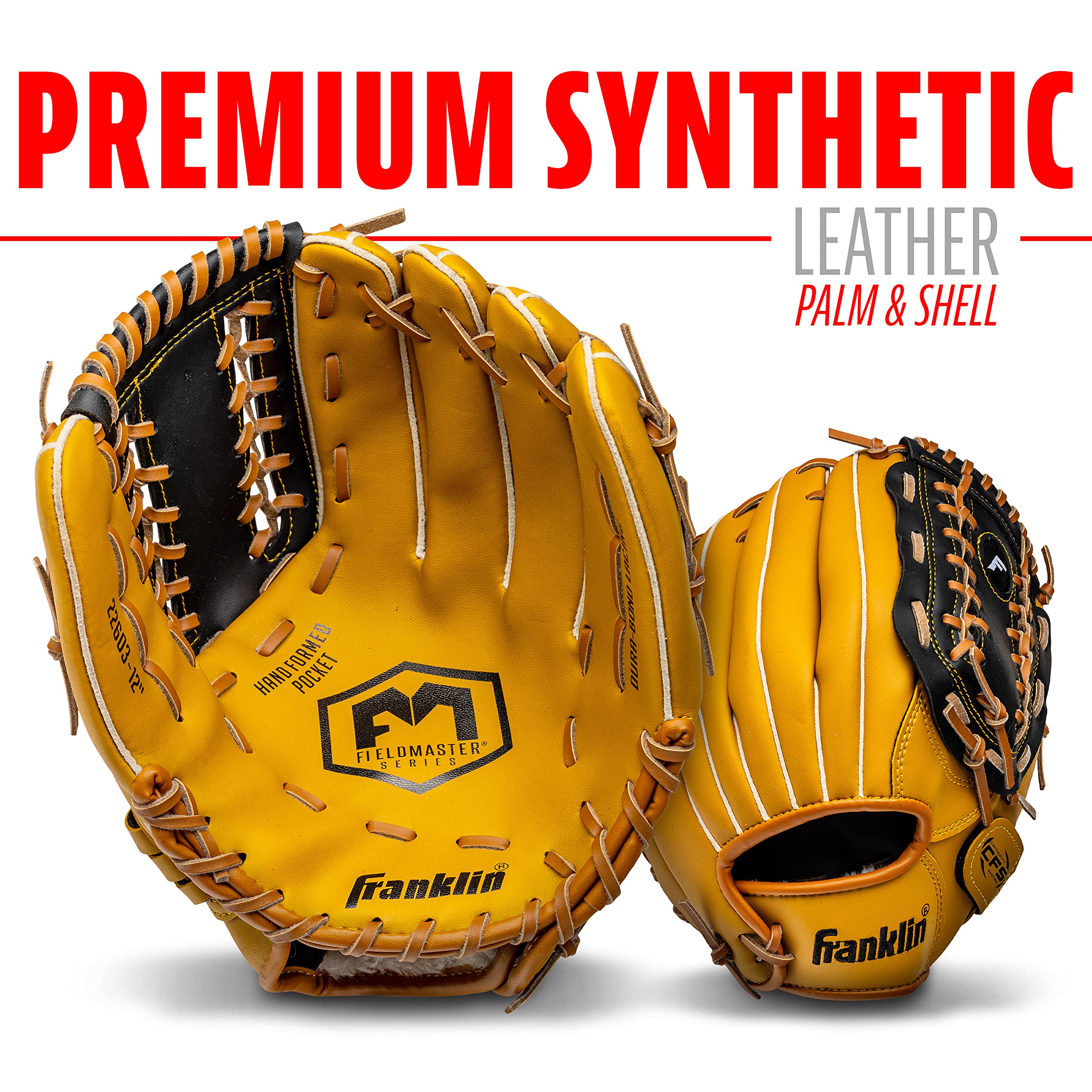 Franklin Sports Field Master Baseball Glove | 12" Synthetic Leather Mitt