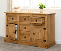 Seconique Corona Sideboard – Distressed Waxed Pine 2 Door 5 Drawer