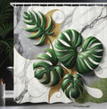 Abakuhaus Monstera Shower Curtain | Marble Boho Fabric Decor | 175x200cm