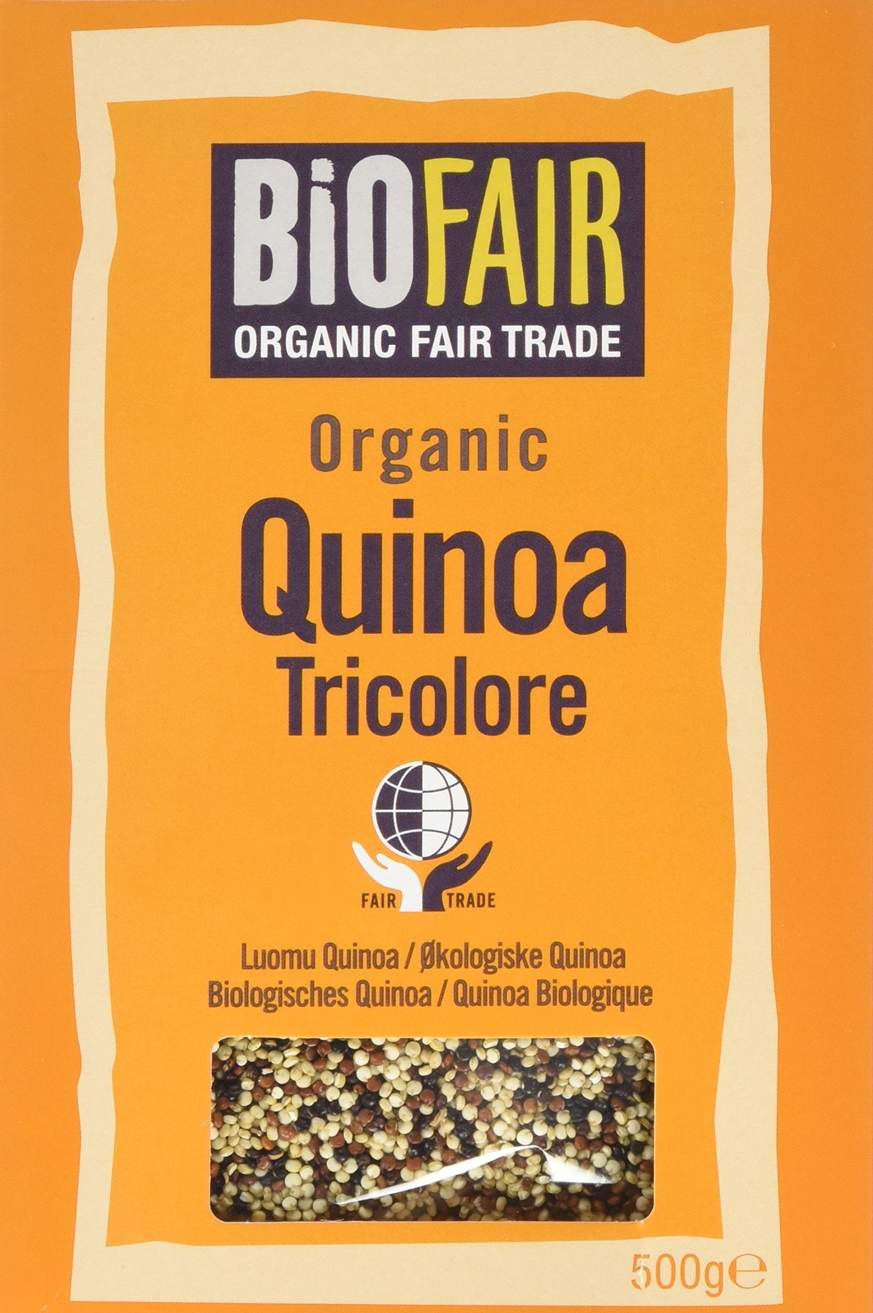BioFAIR Organic Tricolore Quinoa Grain - Fair Trade 500g (Pack of 6)