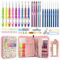 61Pcs Ergonomic Crochet Hooks Set with Case - Pink