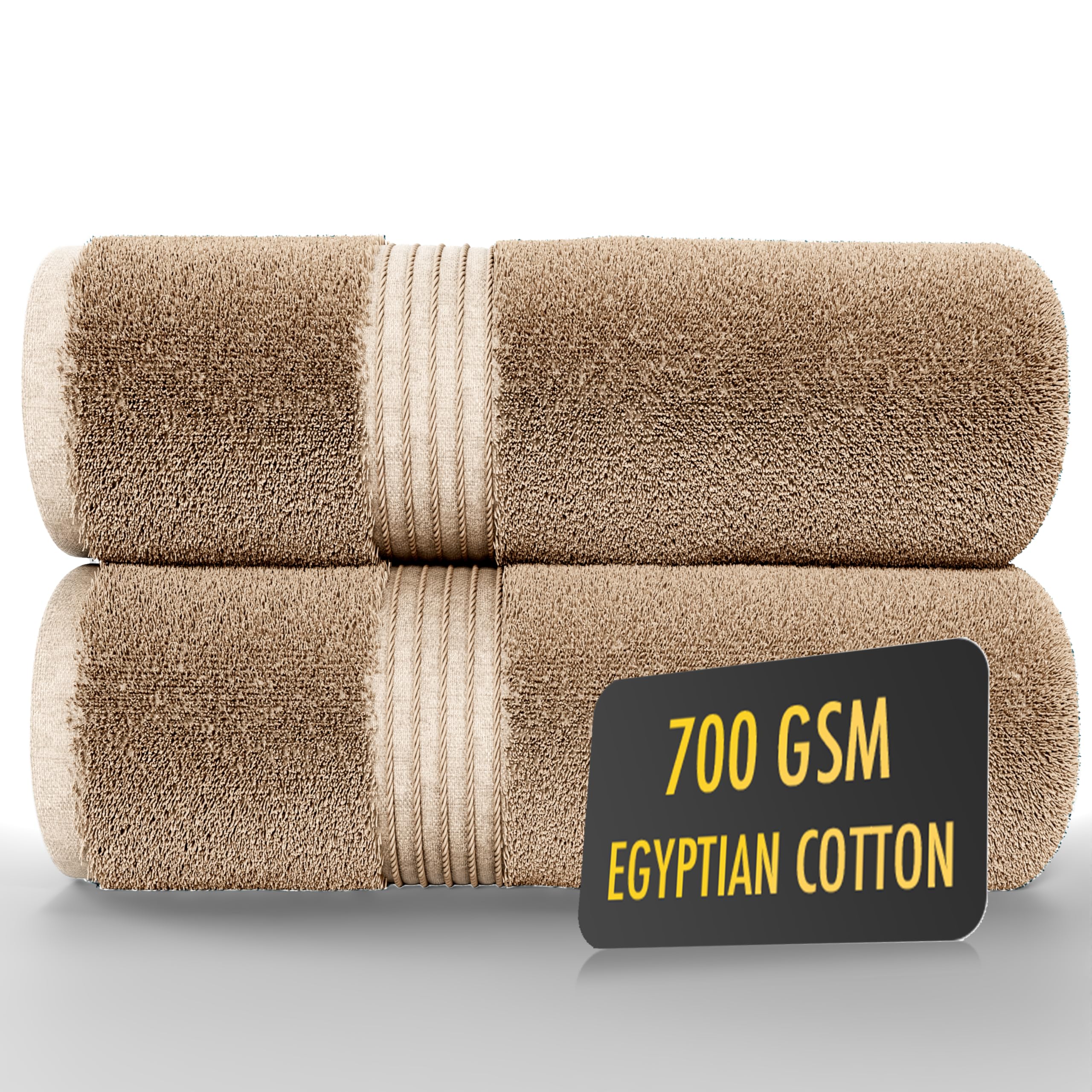 ALSAP Brown Bath Towels Set of 2 | 700 GSM Egyptian Cotton Bath Sheets