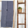 HSOFTIFY 100% Pure Linen Waffle Weave Bath Towel with Hanging Loop, Blue - image 1